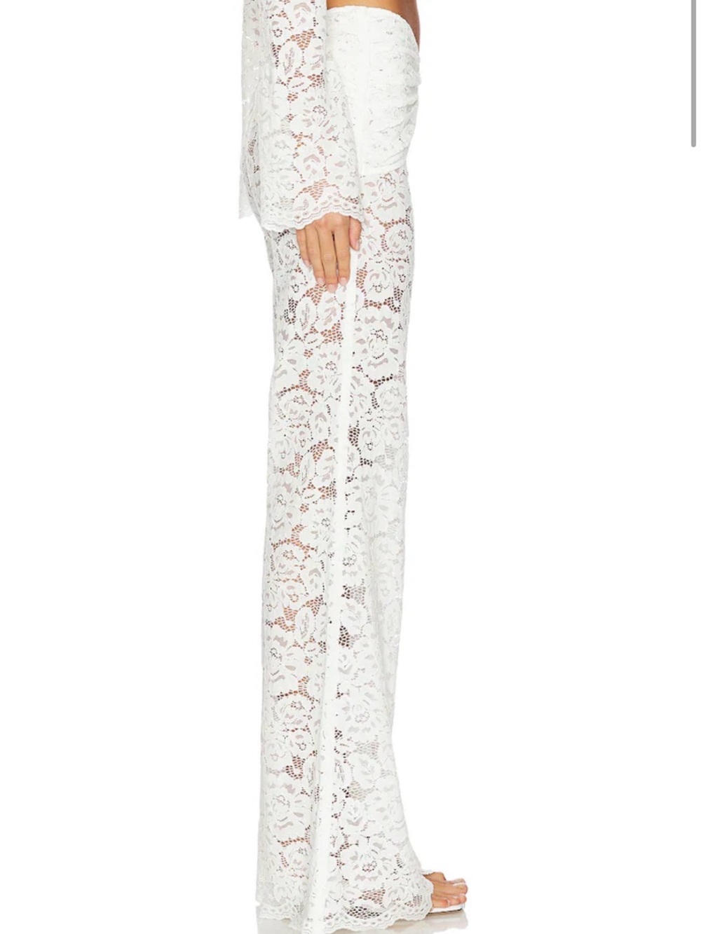 Shani Shemer Women's White Lace Straight Leg Madison Pants - Picture 3 of 7